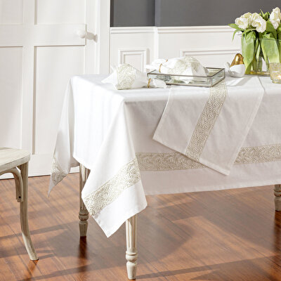 Taç Hedera 18'li Masa Örtüsü Seti Bej