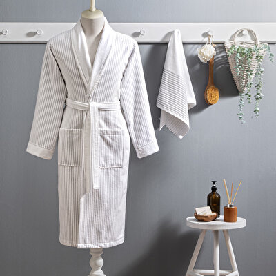 Taç Ritmo Pamuk L/XL Bornoz Set Beyaz