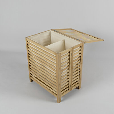 Linens Wooden Ahşap 53X36X60 cm Çamaşır Sepeti Naturel