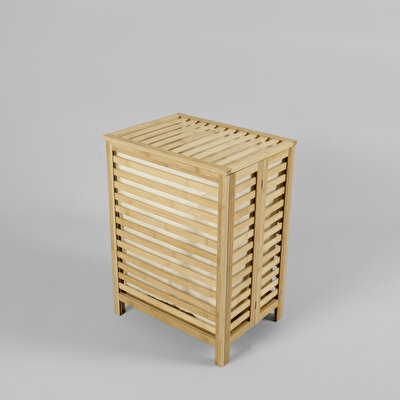 Linens Wooden Ahşap 53X36X60 cm Çamaşır Sepeti Naturel