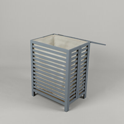 Linens Wooden Ahşap 45X33X60 cm Çamaşır Sepeti Gri