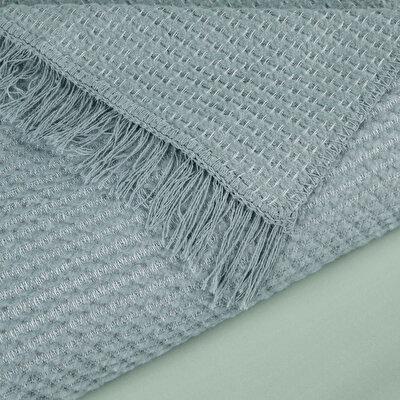 Taç Butik İskandinav Pamuklu Tek Kişilik Battaniye Mint