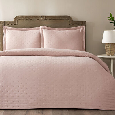 Taç Rita Çift Kişilik Yatak Örtüsü Takımı Pudra