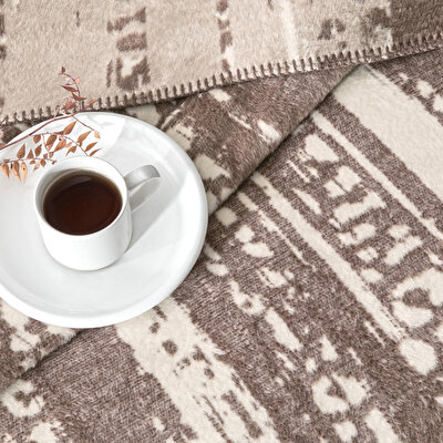 Taç Savanna Pamuk Çift Kişilik Battaniye Kahverengi