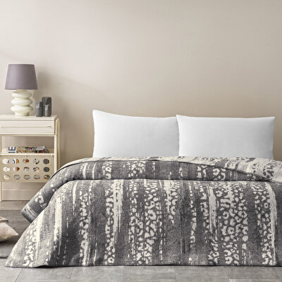 Taç Savanna Pamuk Çift Kişilik Battaniye Gri