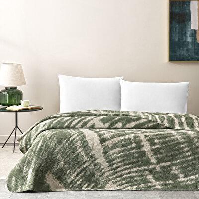 Taç Vivien Pamuk Çift Kişilik Battaniye Haki