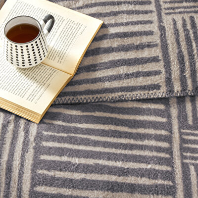 Taç Gable Pamuk Tek Kişilik Battaniye Gri