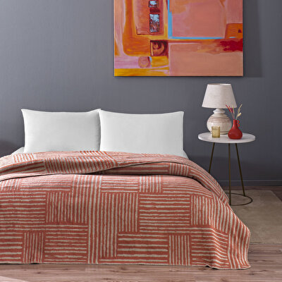 Taç Gable Pamuk Çift Kişilik Battaniye Kiremit