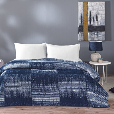 Taç Ziggy Pamuk Çift Kişilik Battaniye Lacivert