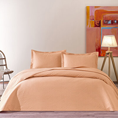 Taç Harlow Tek Kişilik Yatak Örtüsü Takımı Somon