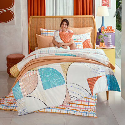 Taç Harlow Tek Kişilik Yatak Örtüsü Takımı Somon