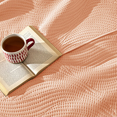 Taç Harlow Tek Kişilik Yatak Örtüsü Takımı Somon