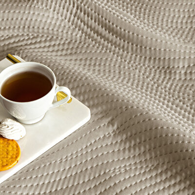 Taç Harlow Tek Kişilik Yatak Örtüsü Takımı Taş