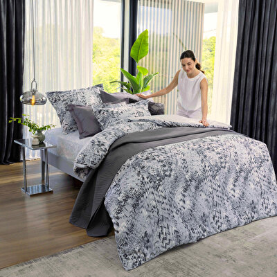 Taç Harlow Tek Kişilik Yatak Örtüsü Takımı Antrasit