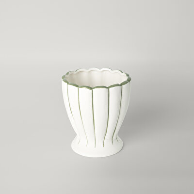 Linens Miya 14x13,5x15,5 cm Vazo Beyaz Yeşil