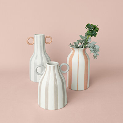 Linens Minella 11x11x22 cm Vazo Beyaz Mercan