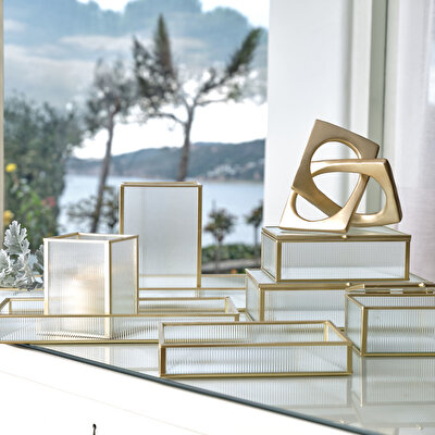 Linens Laveta 9x9x12 cm Düzenleyici Gold