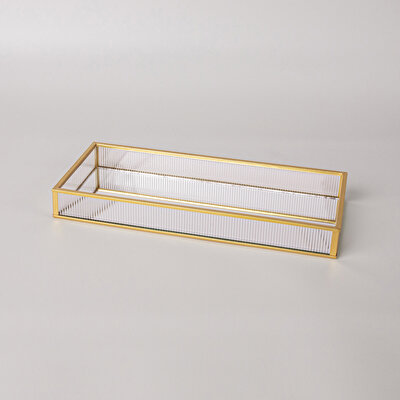Linens Laveta 40x14x3,5 cm Dekoratif Tepsi Gold