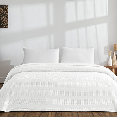 Taç Monet Pamuk Çift Kişilik Pike Beyaz