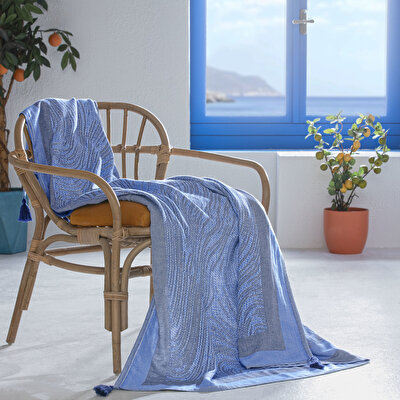 Taç Butik Bodrum Throw Mavi
