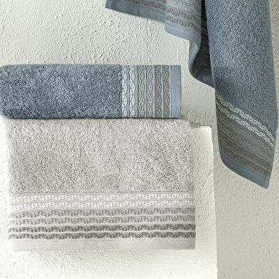 Taç Art Pure Cotton Pamuk Hamam Seti Gri Mavi