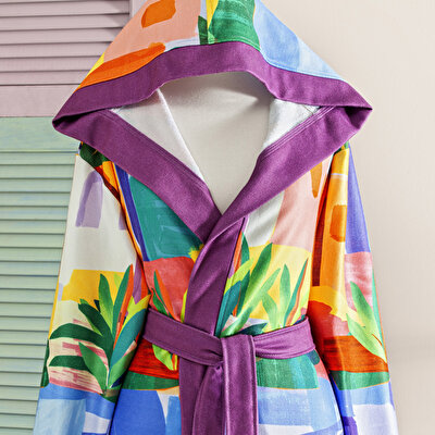 Taç Lyona Pamuk Poliester Genç Bornoz Kırmızı L/XL