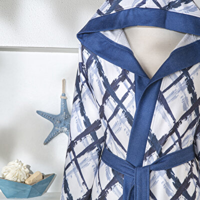 Taç Briza Pamuk Poliester Genç Bornoz Mavi 15-18 Yaş