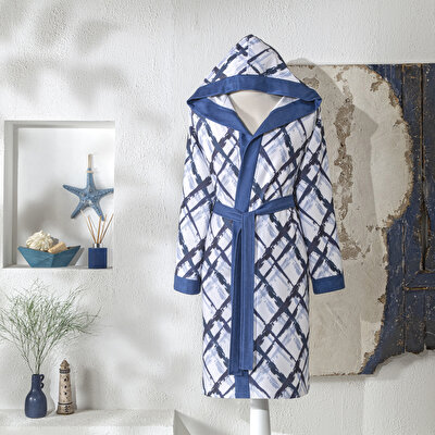 Taç Briza Pamuk Poliester Genç Bornoz Mavi 15-18 Yaş