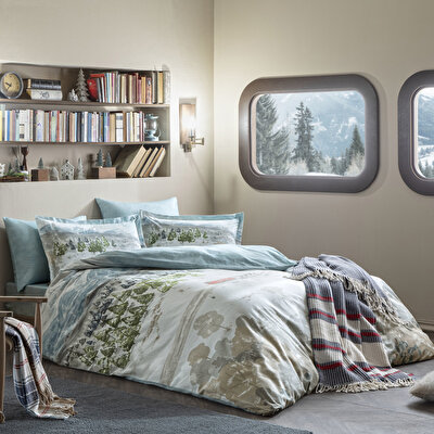 Taç Butik Doğu Ekspresi Pamuklu Çift Kişilik Battaniye Mavi