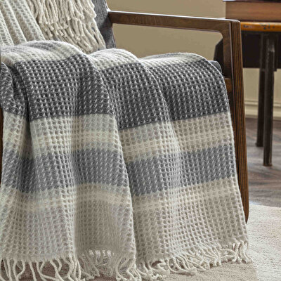 Taç Butik Doğu Ekspresi Pamuklu Tek Kişilik Battaniye Gri