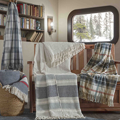 Taç Butik Doğu Ekspresi Pamuklu Çift Kişilik Battaniye Gri