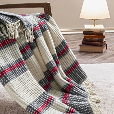 Taç Butik Doğu Ekspresi Pamuklu Çift Kişilik Battaniye Mavi