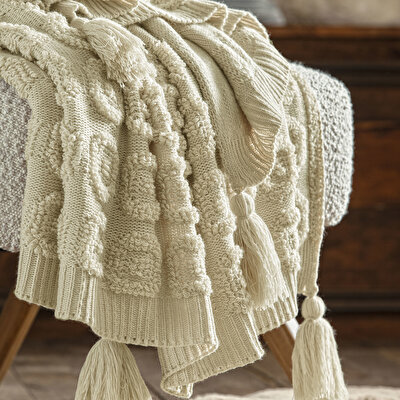 Taç Butik Patagonya Akrilik Throw Kum