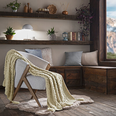 Taç Butik Patagonya Akrilik Throw Kum