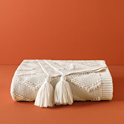 Taç Butik Brüj Akrilik Throw Ekru