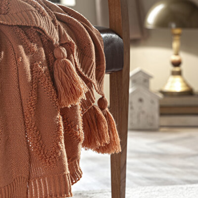 Taç Butik Brüj Akrilik Throw Kiremit