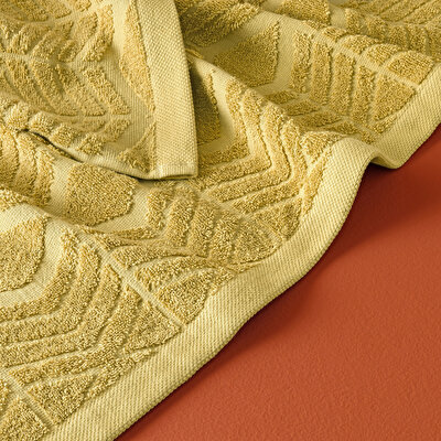 Taç Butik Brüj Pamuk Yüz Havlusu Hardal 50x85